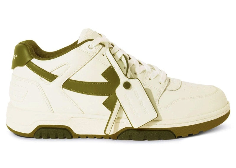 OFF-WHITE Out Of Office "OOO" Low Tops White Olive Green