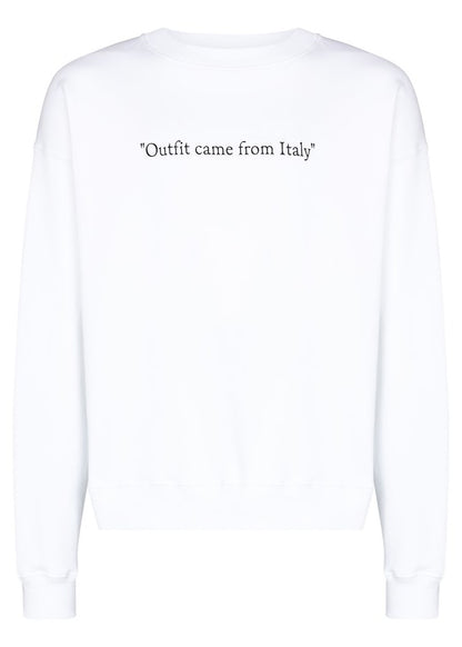 OFF-WHITE "Outfit Came From Italy" Print Crewneck White/Black