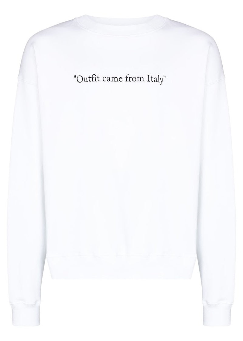 OFF-WHITE "Outfit Came From Italy" Print Crewneck White/Black