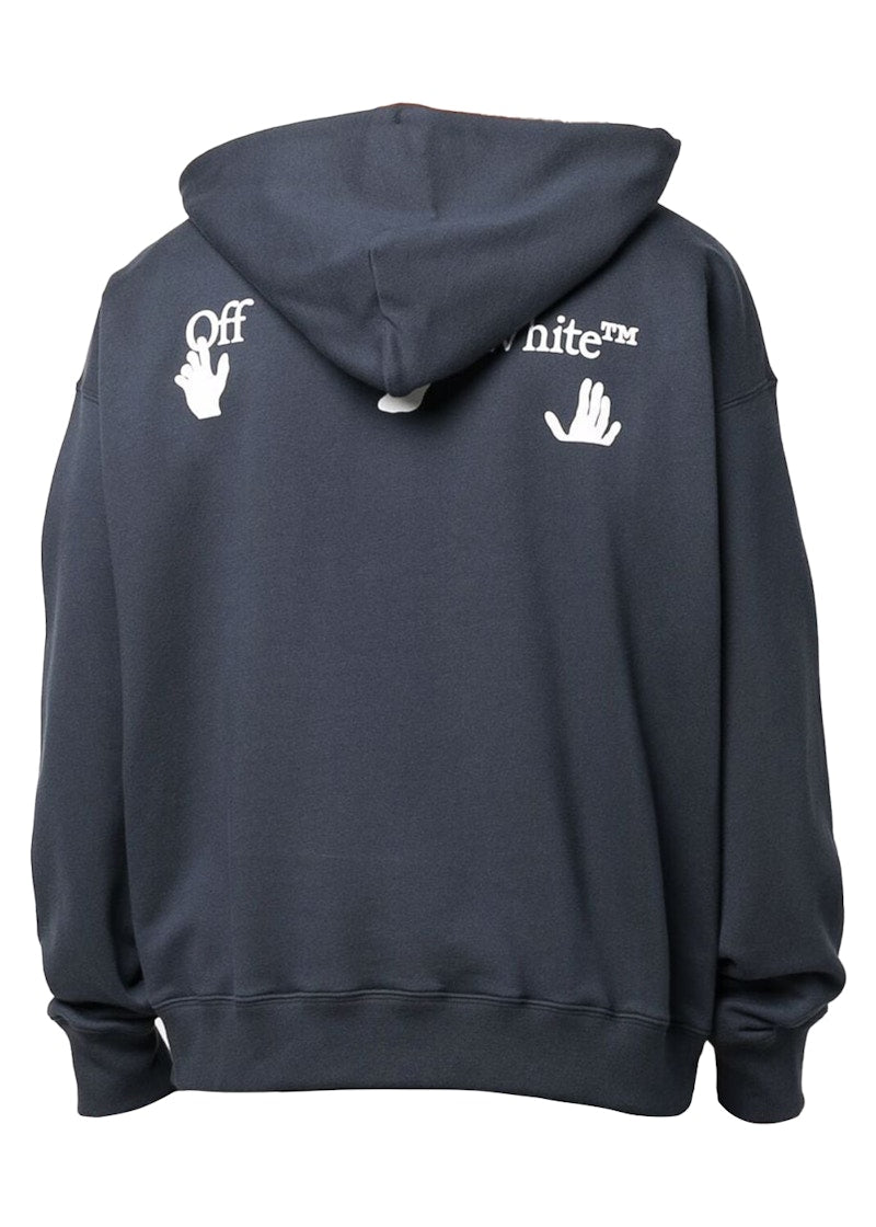 OFF-WHITE "Outfit Came From Italy" Print Hoodie Faded Blue/White