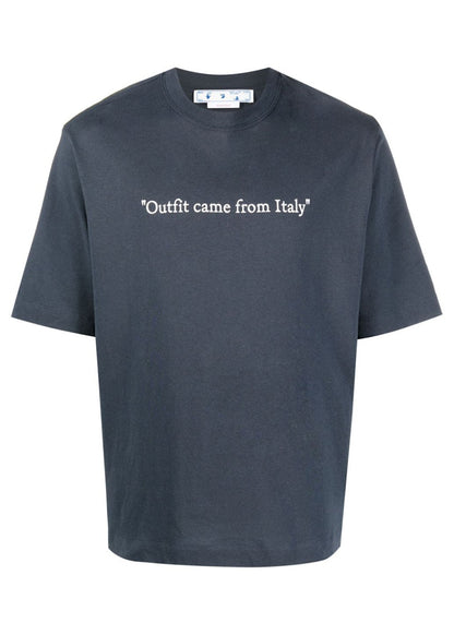 OFF-WHITE "Outfit Came From Italy" Print T-Shirt Faded Blue/White