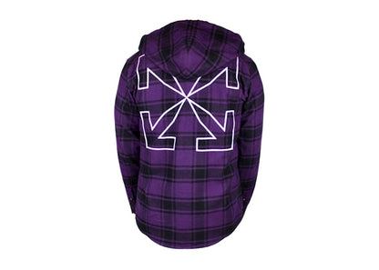 OFF-WHITE Outline Arrow Flannel Hoodie Aubergine Purple