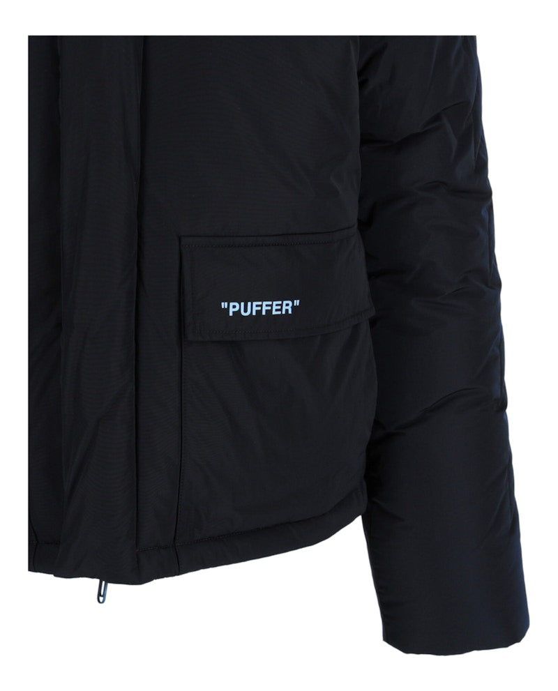 OFF-WHITE Outline Diag Quote Puffer Jacket (OMED039S-FAB001-4601) Black