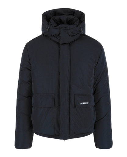 OFF-WHITE Outline Diag Quote Puffer Jacket (OMED039S-FAB001-4601) Black