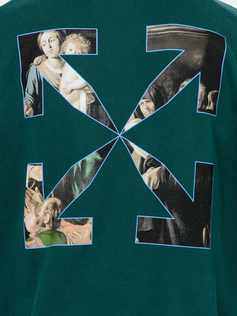OFF-WHITE Oversize Fit Caravaggio Painting Hoodie Dark Green/Black