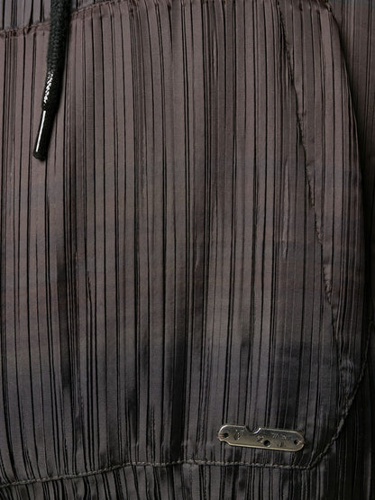 OFF-WHITE Oversize Fit Horizontal-Stripe Pleated Hoodie Brown