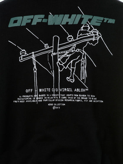 OFF-WHITE Oversize Fit Trellis Worker Hoodie Black/Green