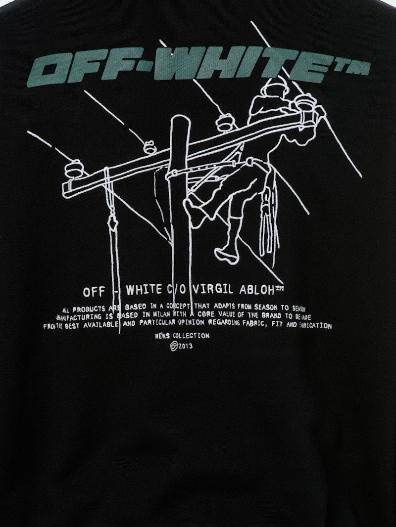 OFF-WHITE Oversize Fit Trellis Worker Hoodie Black/Green