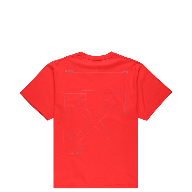 OFF-WHITE Oversized Fit Unfinished T-shirt Red/Silver