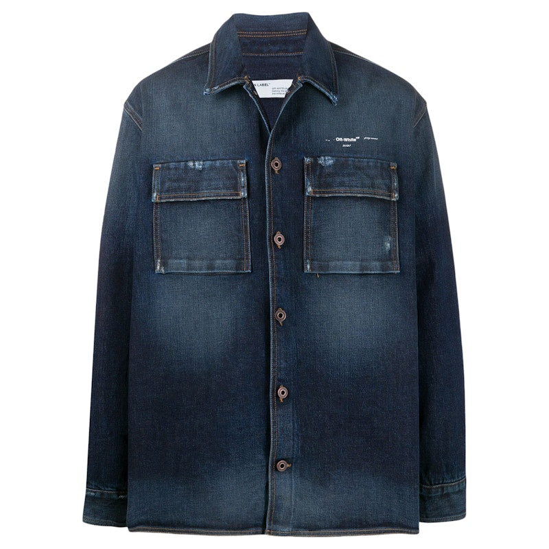 OFF-WHITE Oversized Indigo Denim Shirt Indigo/White