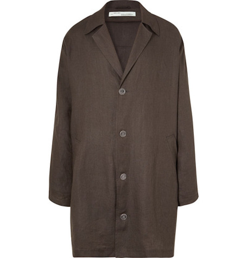 OFF-WHITE Oversized Logo Appliqued Trench Coat Brown