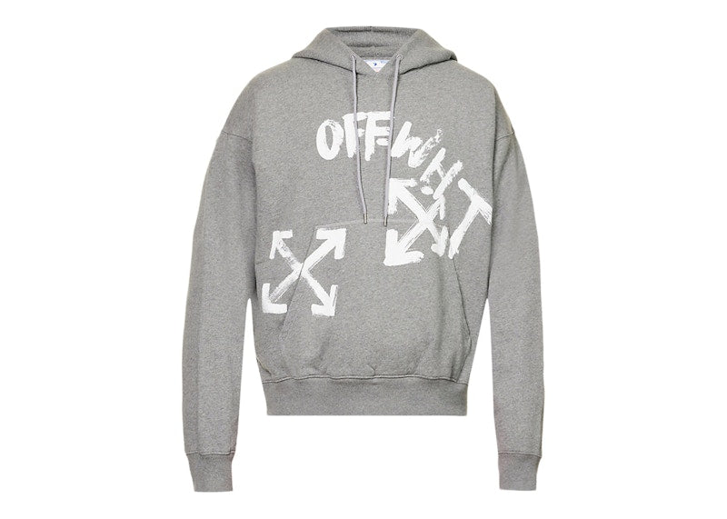 OFF-WHITE Paint Script Arrows Skate Hoodie Grey/White