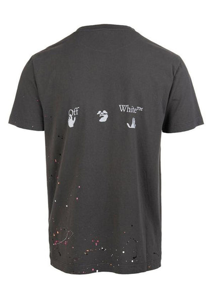 OFF-WHITE Paint Splatter Print T-Shirt Khaki Brown