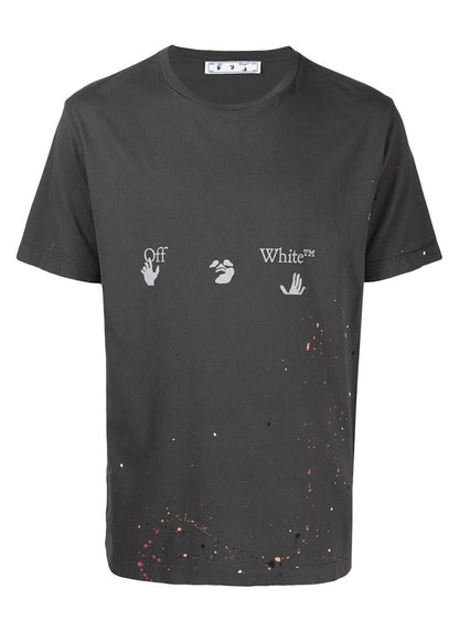 OFF-WHITE Paint Splatter Print T-Shirt Khaki Brown