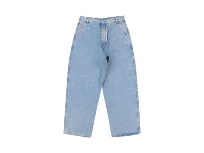OFF-WHITE Paint Wide Leg Tapered Jeans Medium Blue