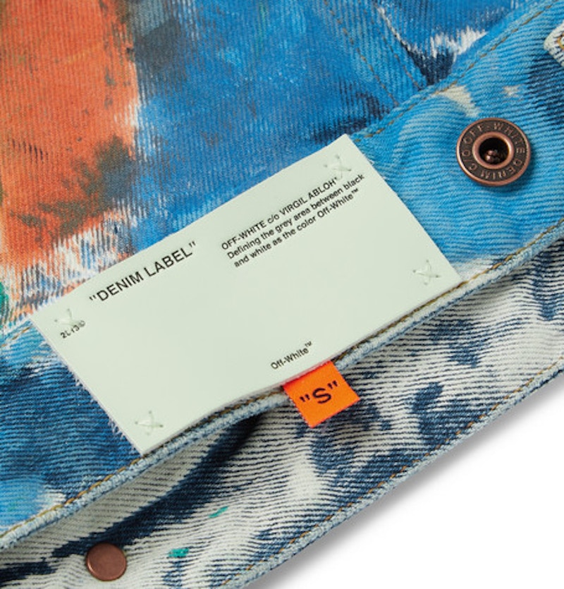 OFF-WHITE Painted Distressed Denim Trucker Jacket Multicolor