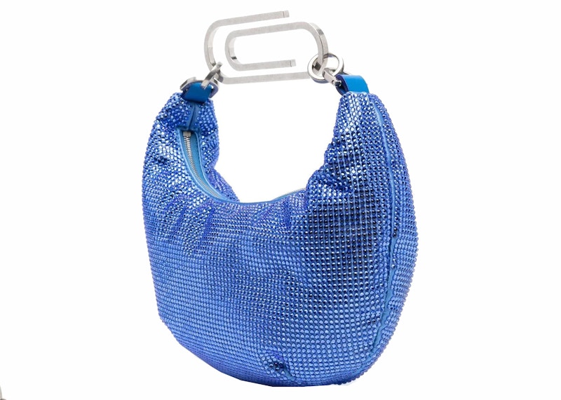 OFF-WHITE Paperclip 20 Rhinestone Embellished Hobo Bag Electric Blue