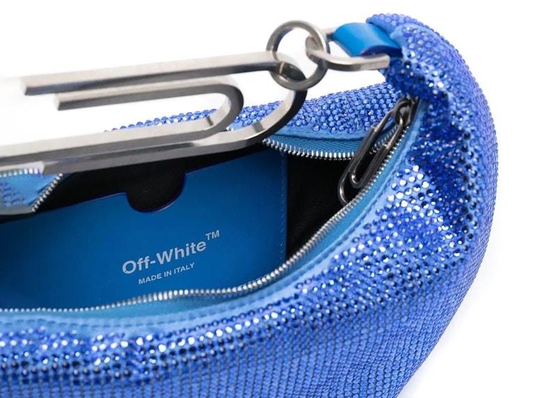 OFF-WHITE Paperclip 20 Rhinestone Embellished Hobo Bag Electric Blue