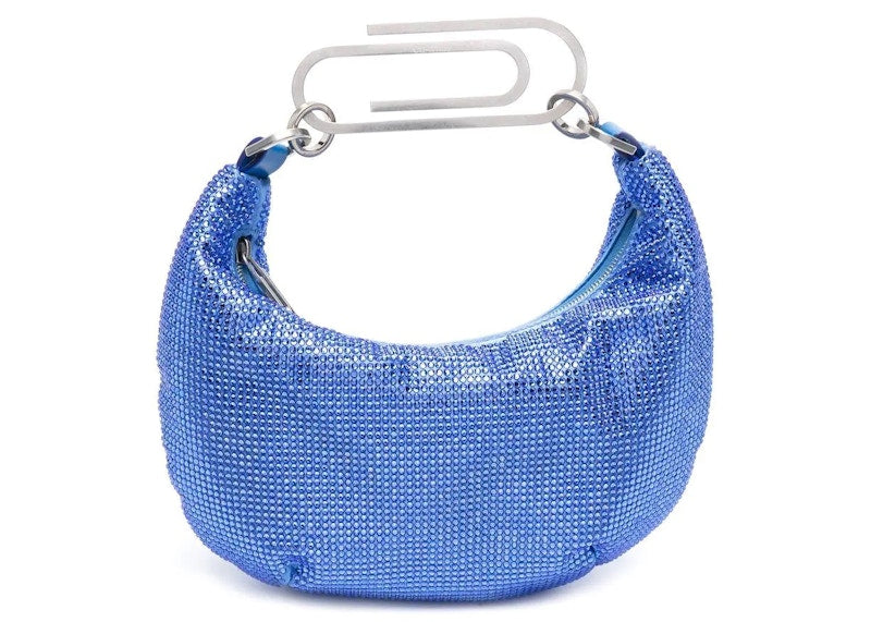 OFF-WHITE Paperclip 20 Rhinestone Embellished Hobo Bag Electric Blue