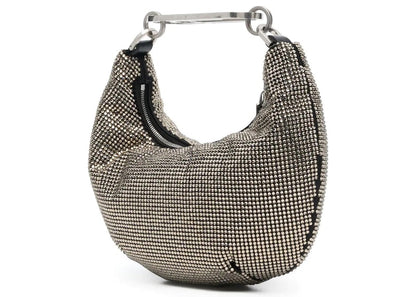 OFF-WHITE Paperclip Crystal Embellished Shoulder Bag Black
