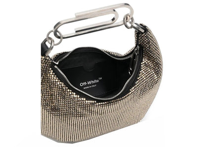 OFF-WHITE Paperclip Crystal Embellished Shoulder Bag Black
