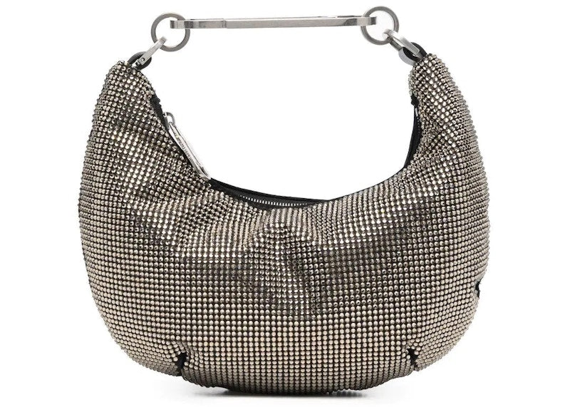 OFF-WHITE Paperclip Crystal Embellished Shoulder Bag Black