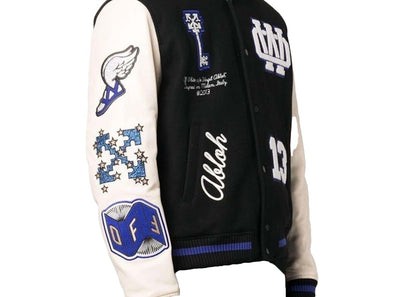 OFF-WHITE Patch-Detailed Bomber Jacket Black/Blue/White