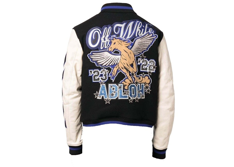 OFF-WHITE Patch-Detailed Bomber Jacket Black/Blue/White