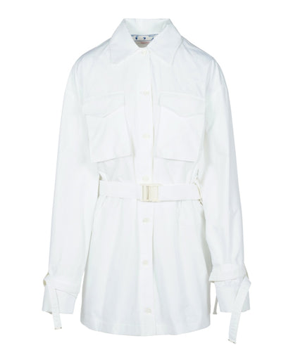 OFF-WHITE Poplin Cargo Shirt Dress White