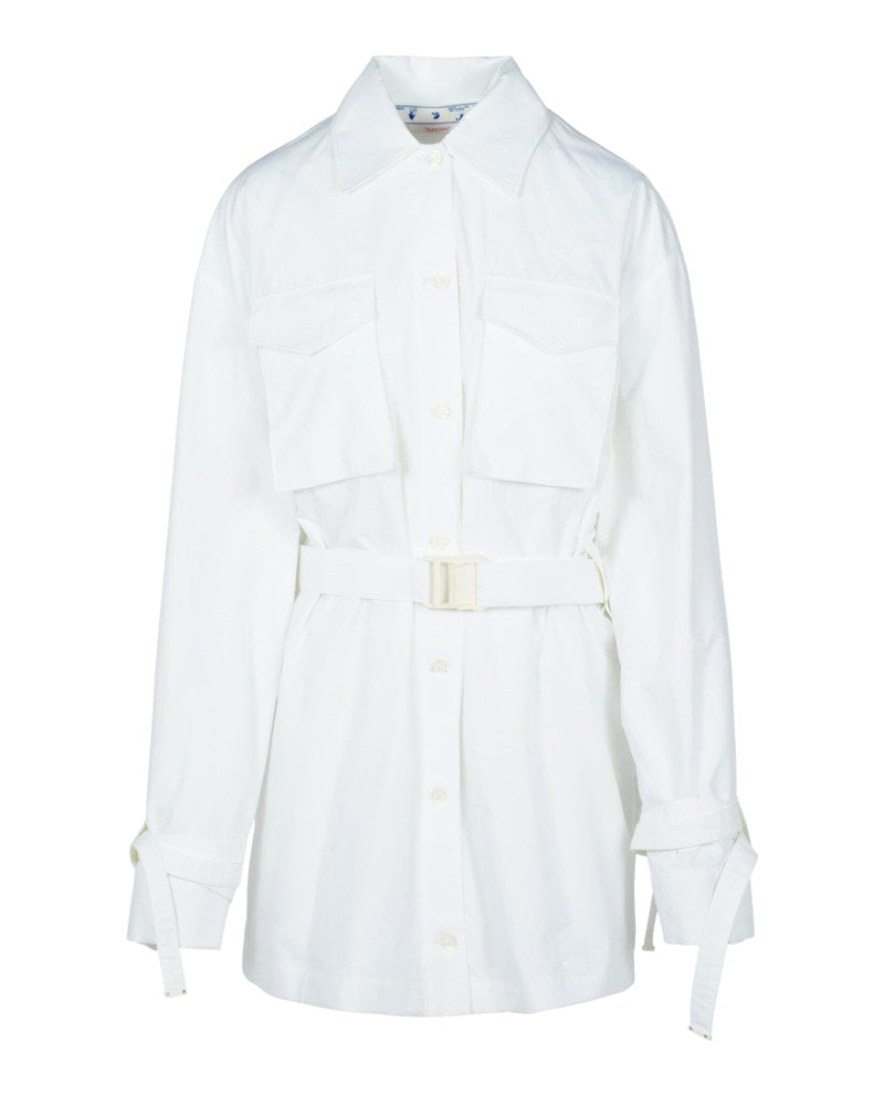 OFF-WHITE Poplin Cargo Shirt Dress White