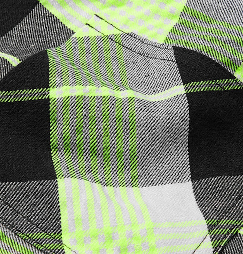 OFF-WHITE Printed Checked Zip Up Shirt Jacket Black/White/Neon Yellow