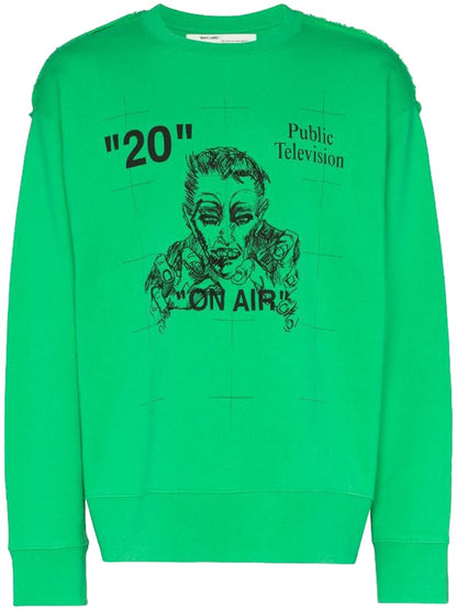 OFF-WHITE Public Television Sweatshirt Green/Black