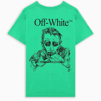 OFF-WHITE Public Television T-shirt Green/Black