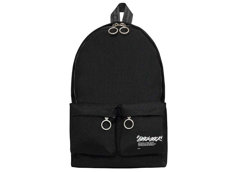 OFF-WHITE Quote Backpack Silver-tone Black/White