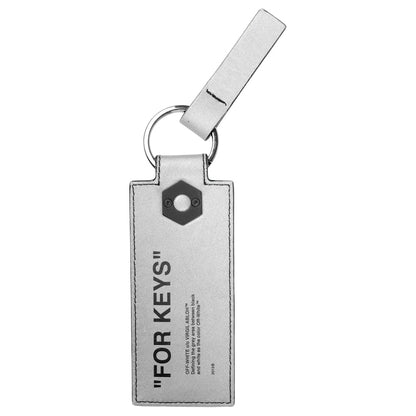 OFF-WHITE Quote Keychain Silver/Black