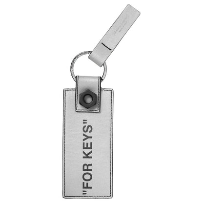 OFF-WHITE Quote Keychain Silver/Black