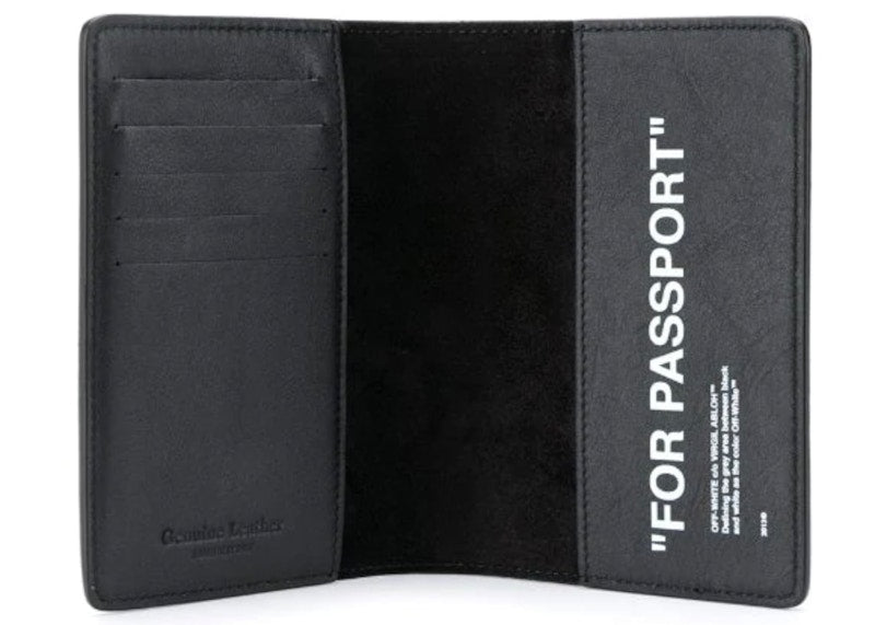 OFF-WHITE Quote Passport Holder "FOR PASSPORT" Black/White