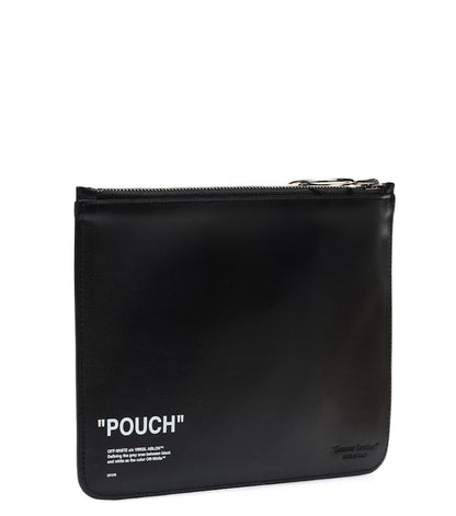 OFF-WHITE Quote Pouch Leather Black White