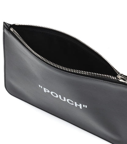 OFF-WHITE Quote Pouch Leather Black White