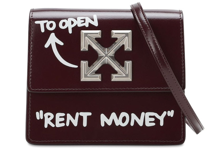 OFF-WHITE "RENT MONEY" 0.7 Jitney Bag Bordeaux