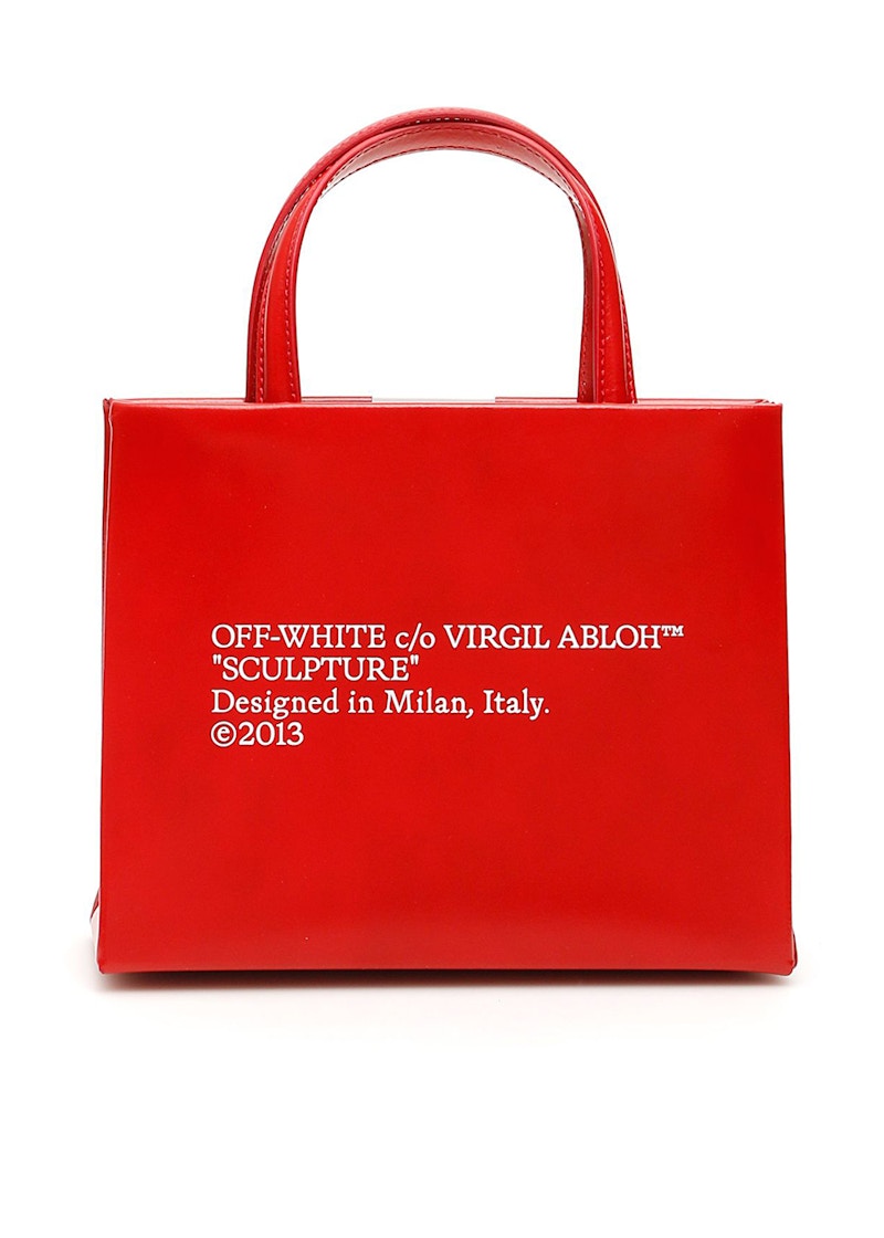 OFF-WHITE Red Leather Box Bag Mini Red/White