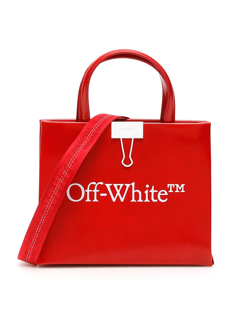 OFF-WHITE Red Leather Box Bag Mini Red/White