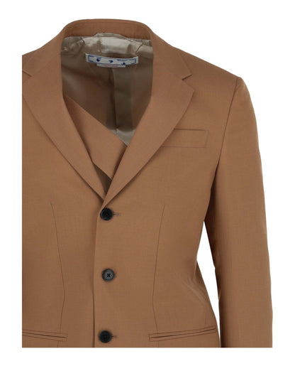 OFF-WHITE Relaxed Long Jacket Brown