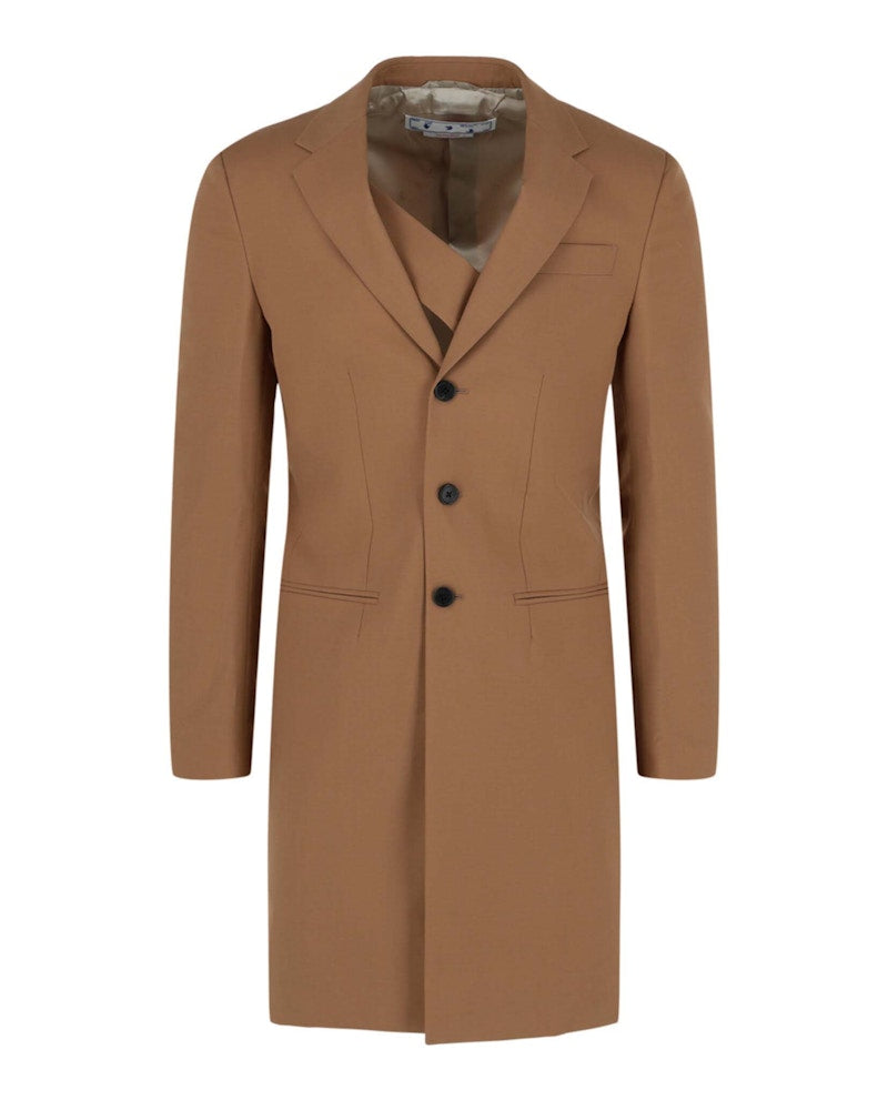 OFF-WHITE Relaxed Long Jacket Brown
