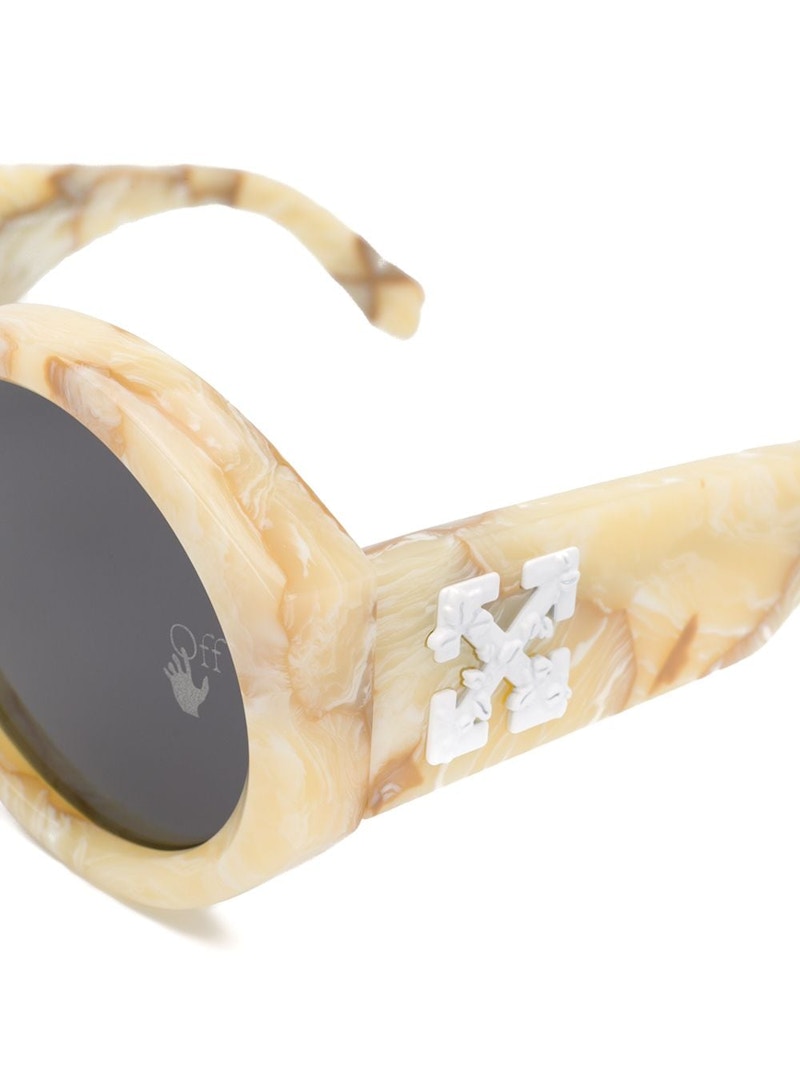 OFF-WHITE Sara Round Frame Sunglasses Yellow Marble/White (OWRI022F20PLA0011800)