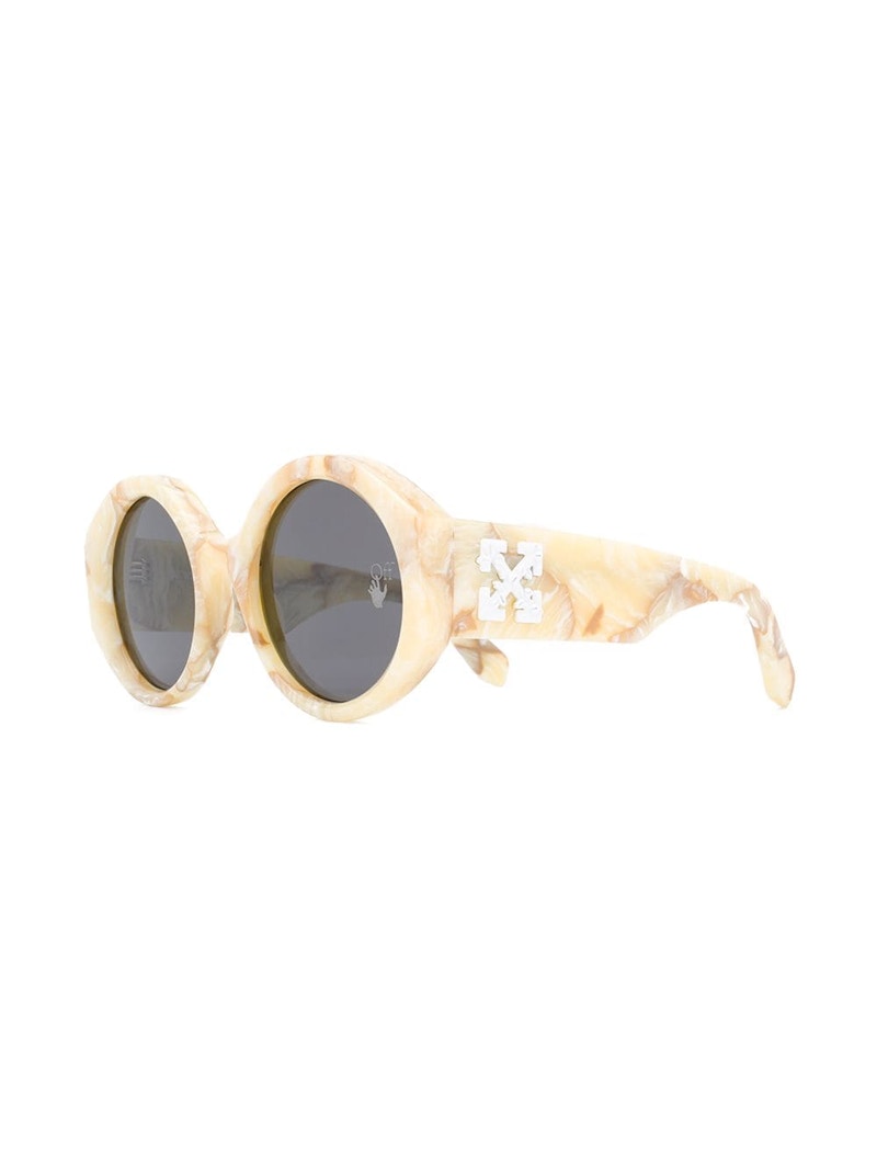 OFF-WHITE Sara Round Frame Sunglasses Yellow Marble/White (OWRI022F20PLA0011800)