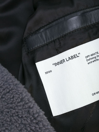 OFF-WHITE Shearling Bomber Jacket Grey/Beige