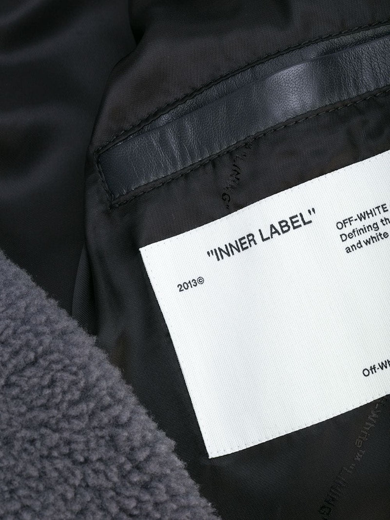 OFF-WHITE Shearling Bomber Jacket Grey/Beige