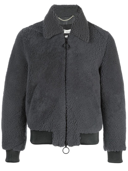 OFF-WHITE Shearling Bomber Jacket Grey/Beige