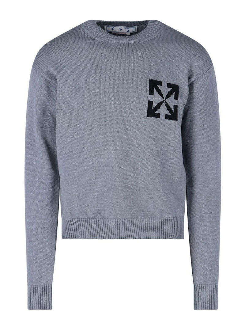 OFF-WHITE Single Arrow Knit Crewneck Grey